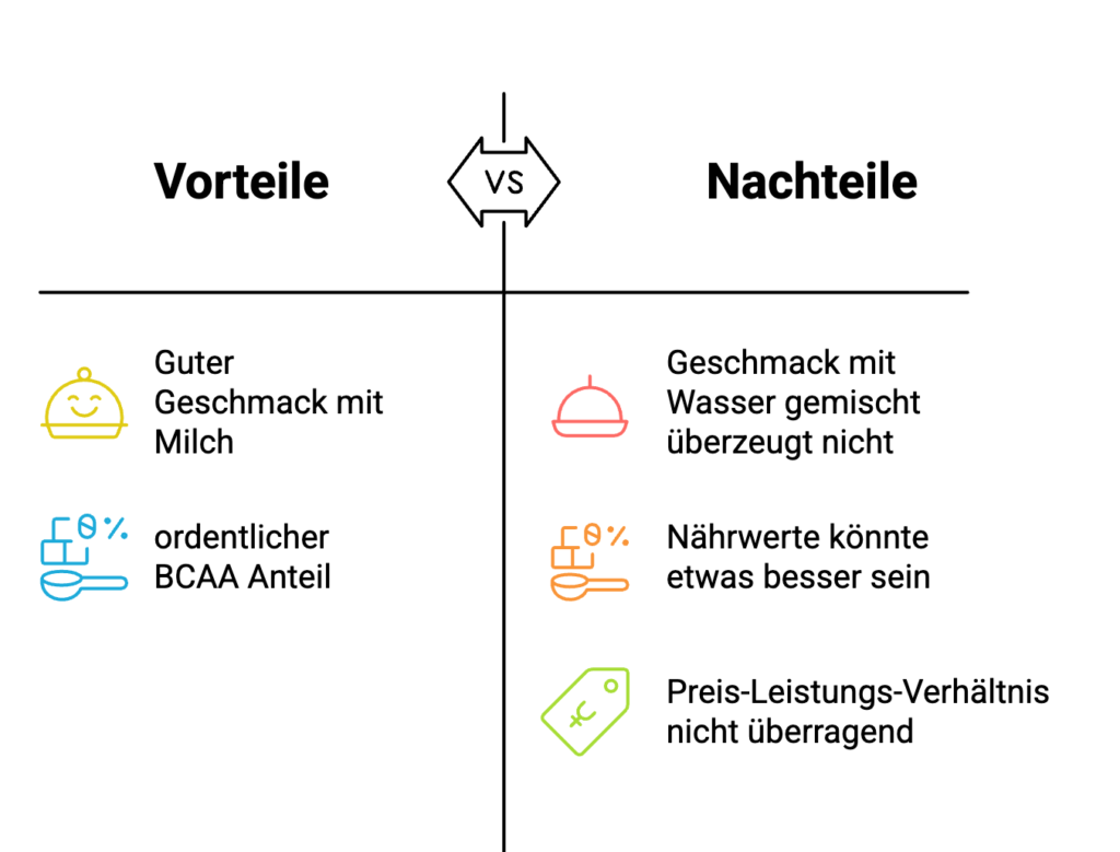 Visualisierung der Vorteile und Nachteile vom Just Whey